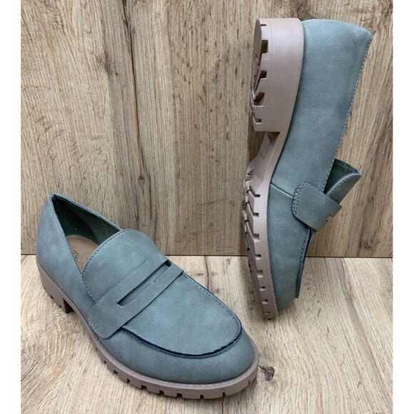 Me Too Oriel Nutmeg Vegan Suede Y2K Chunky Lug Sole Penny Loafer Shoes 8 M - Picture 1 of 16